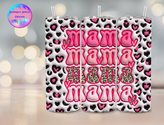 3D Mama Cheetah Heart Tumbler