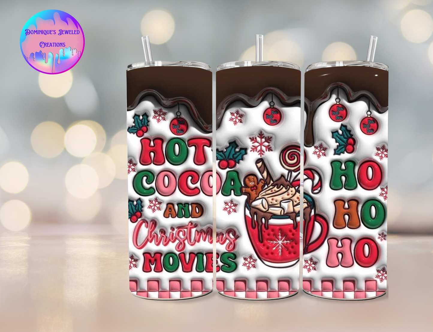 3D Hot Cocoa & Christmas Movies Tumbler